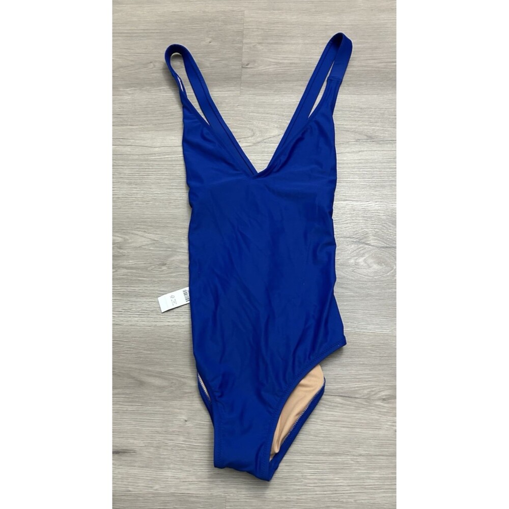 J.Crew One Piece Swimsuit Criss Cross Back Blue Bathing Suit Size 8 NWT beach